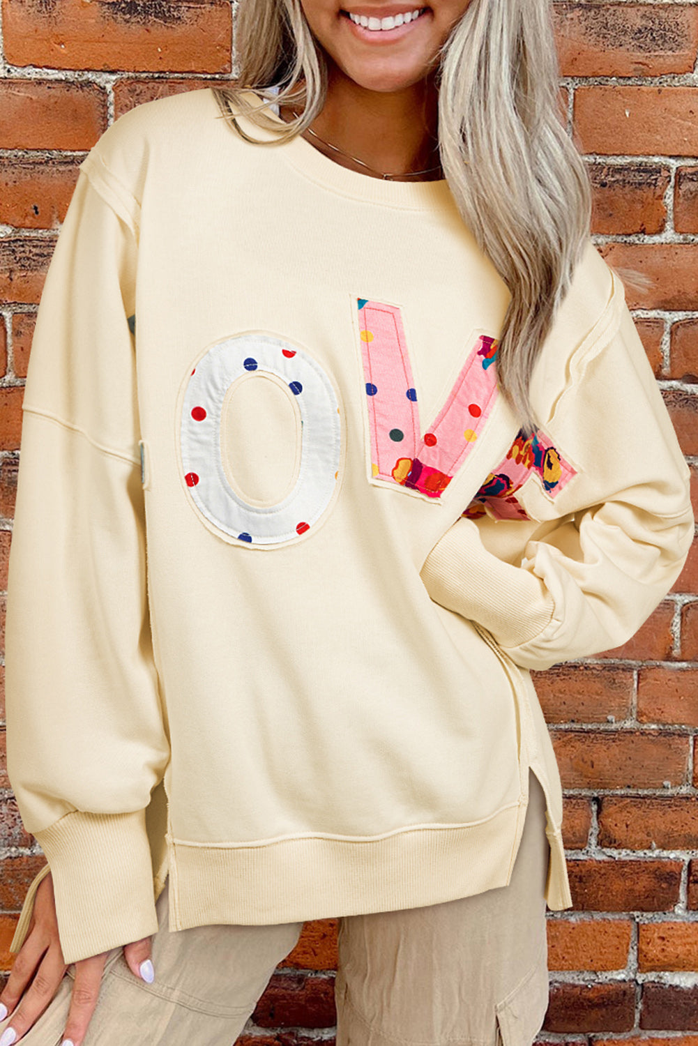 Apricot LOVE PATCH Graphic Oversized Sweatshirt eAura