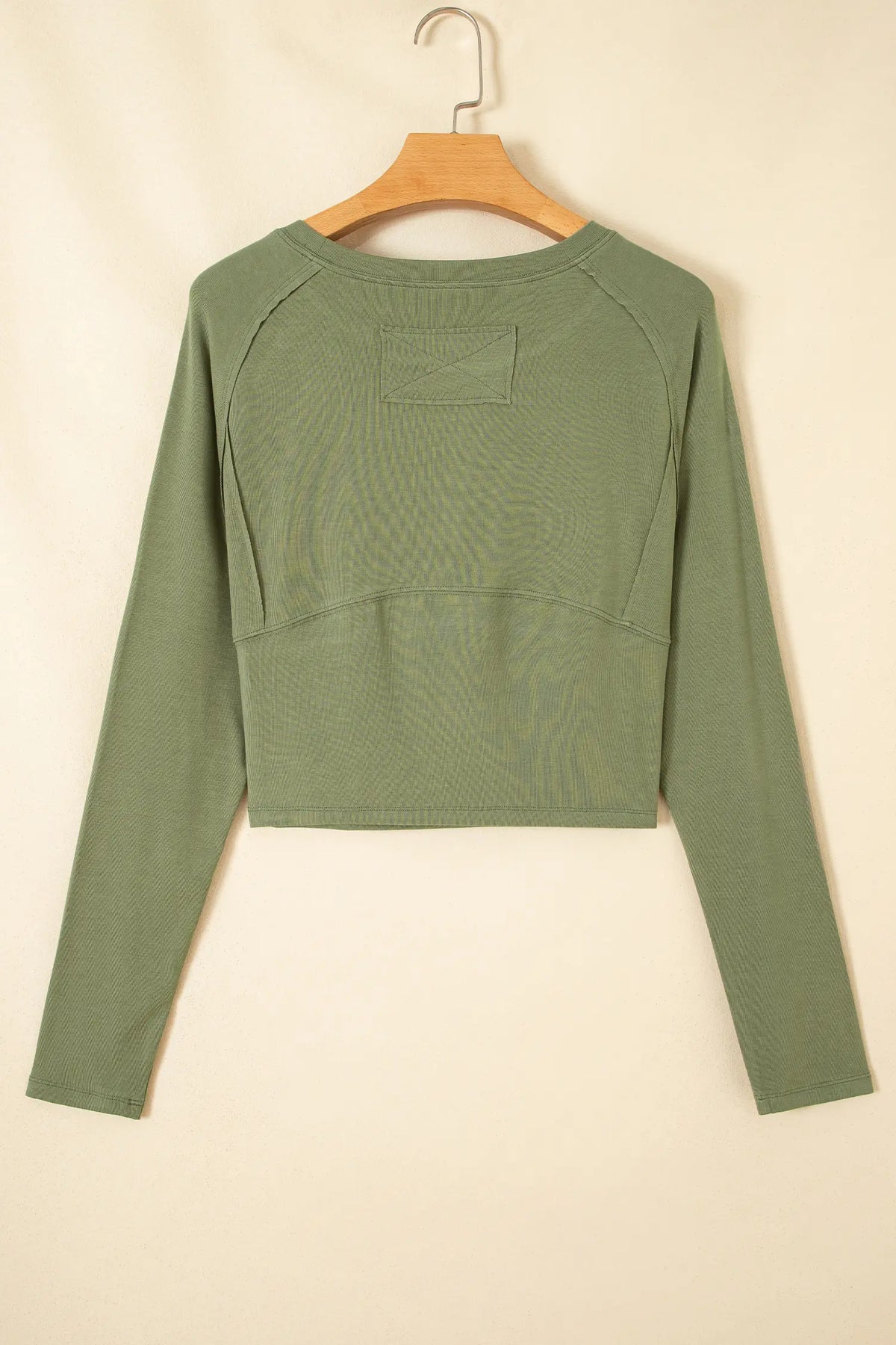 Round Neck Panel Long Sleeve Top