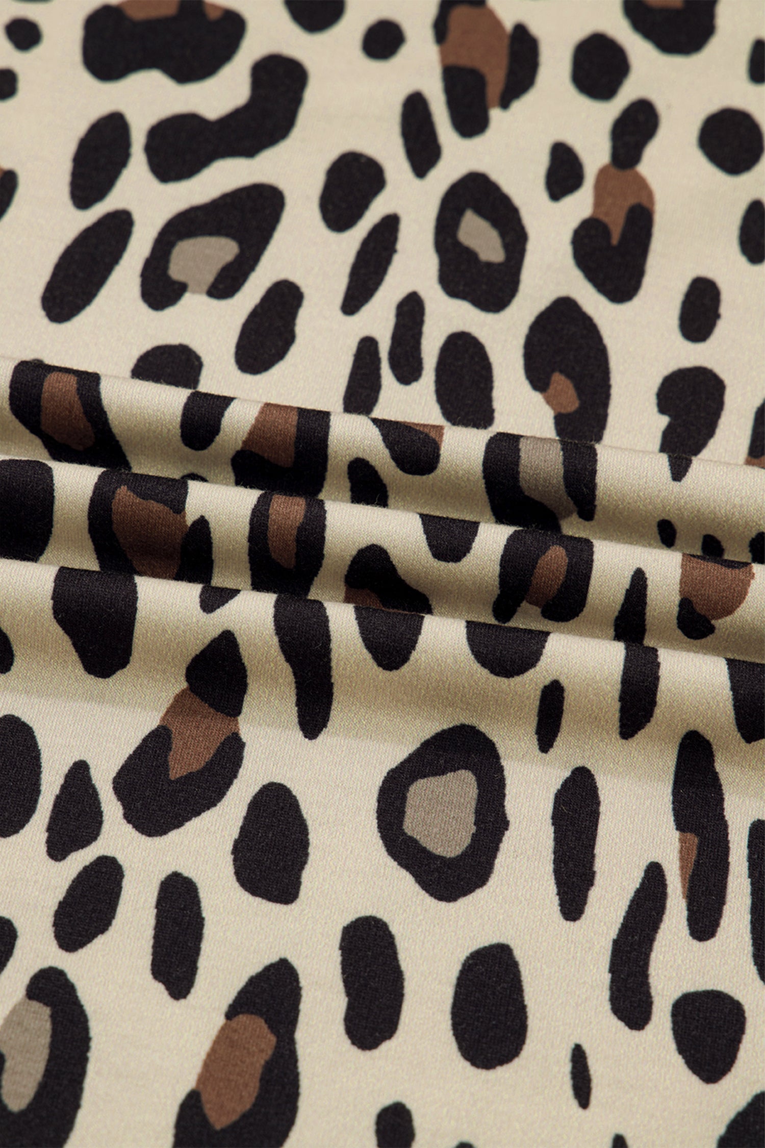 Exposed Seam Patched Pocket Plus Size Drawstring Leopard Wide Leg Pants
