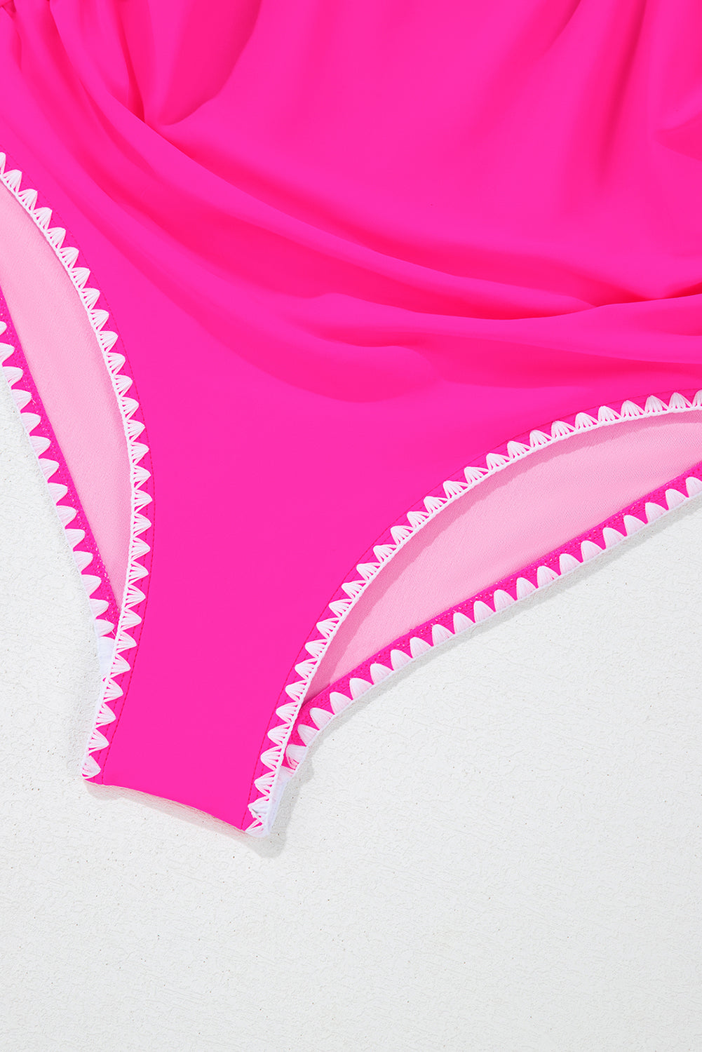 Rose Red Ric Rac Trim Contrasted Patchwork Cutout One Piece Swimsuit eAura