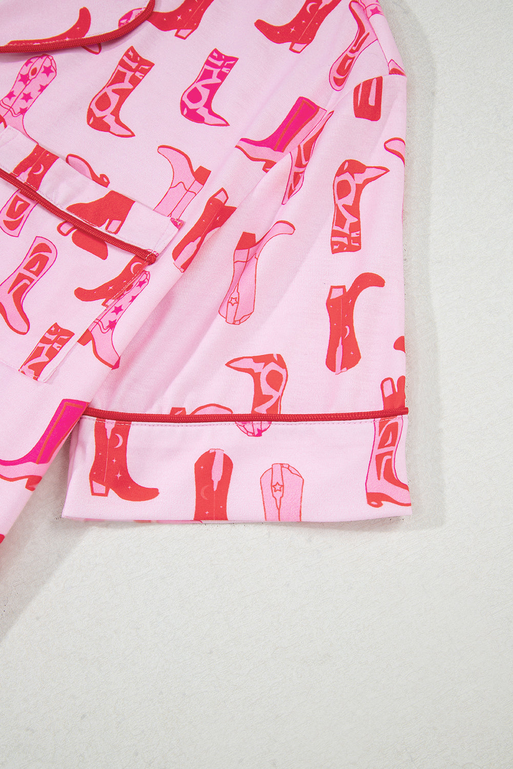 Pink Western Cowgirl Boots Printed Shirt Ruffled Shorts Pyjama Set eAura