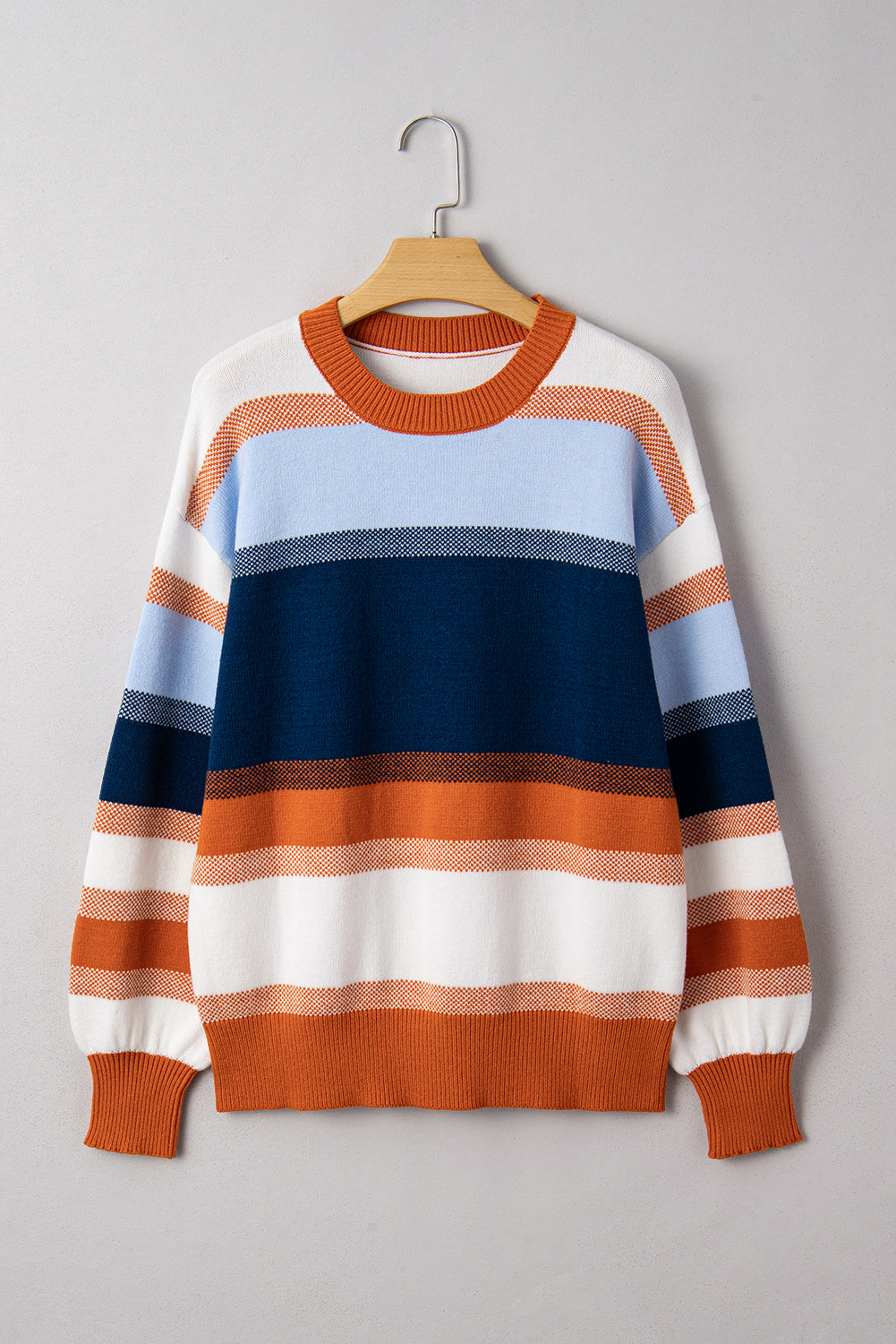 Colour Block Round Neck Sweater Dear-Lover Dropshipping