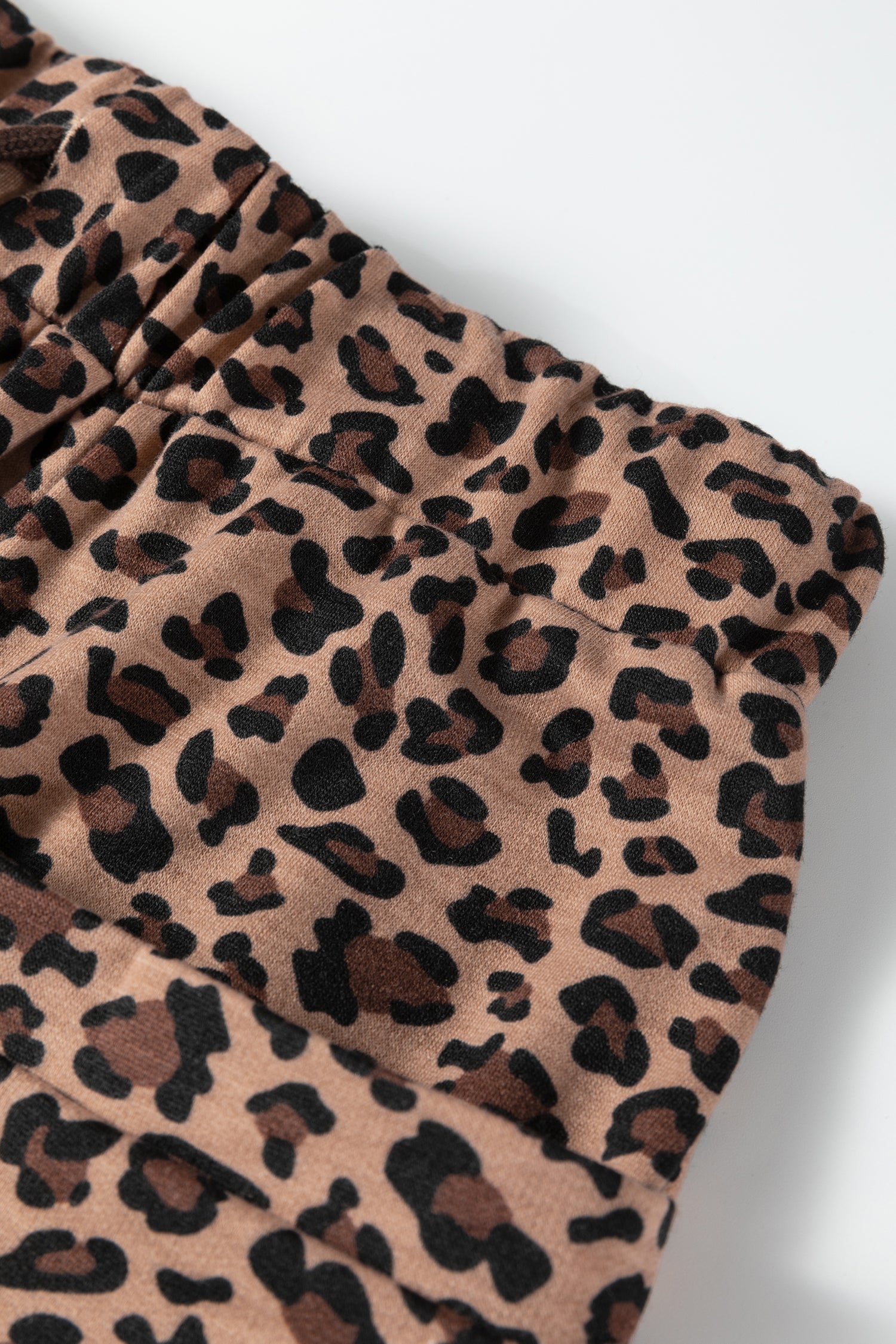 Leopard Print High-Low Tee & Wide Leg Pants Set – Brown