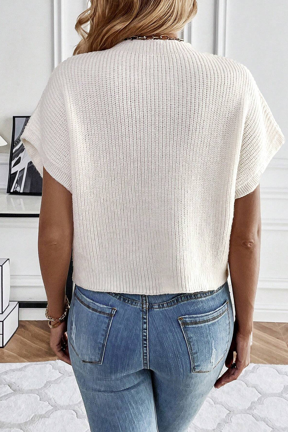 White Flower Embroidery Sweater Top eAura