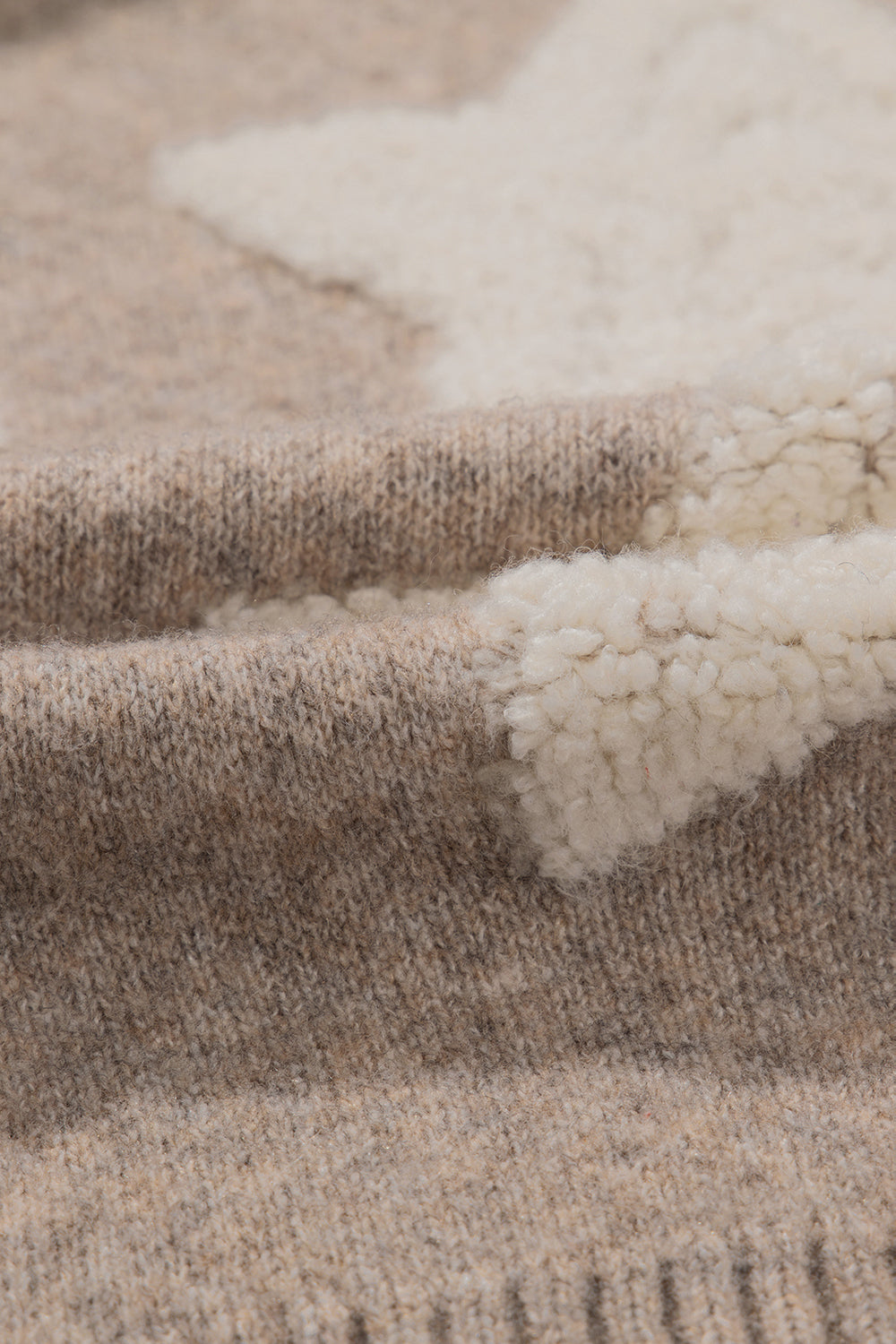 Sherpa Star Pattern Textured Sweater Cardigan with Pockets eAura