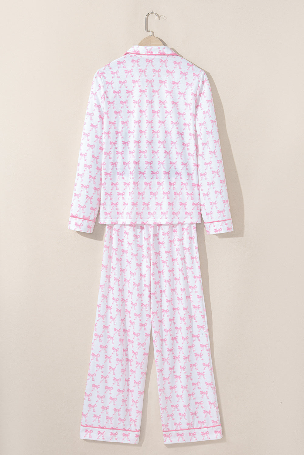Bow Print Long Sleeve Soft Pyjama Set - eAura