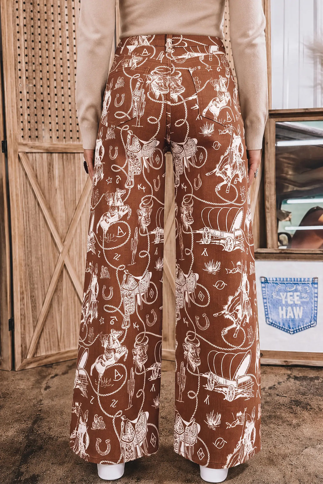 Western Print Casual Shift Jeans