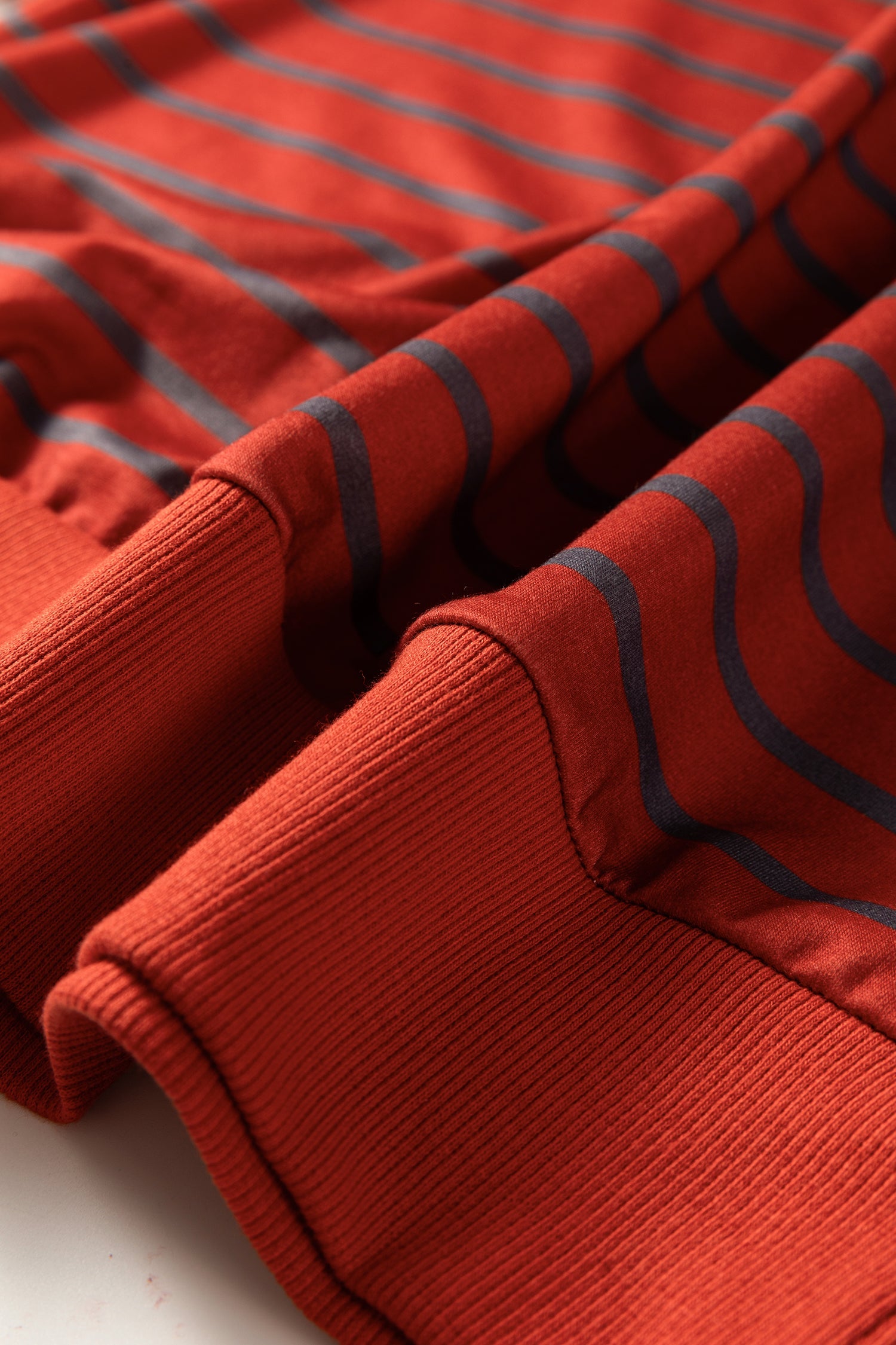 Orange Stripe Contrast Sleeve Drop Shoulder Sweatshirt - eAura