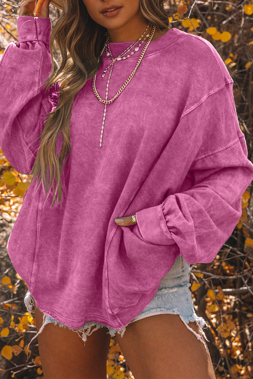 Rose Exposed Seam Twist Open Back Oversized Sweatshirt eAura