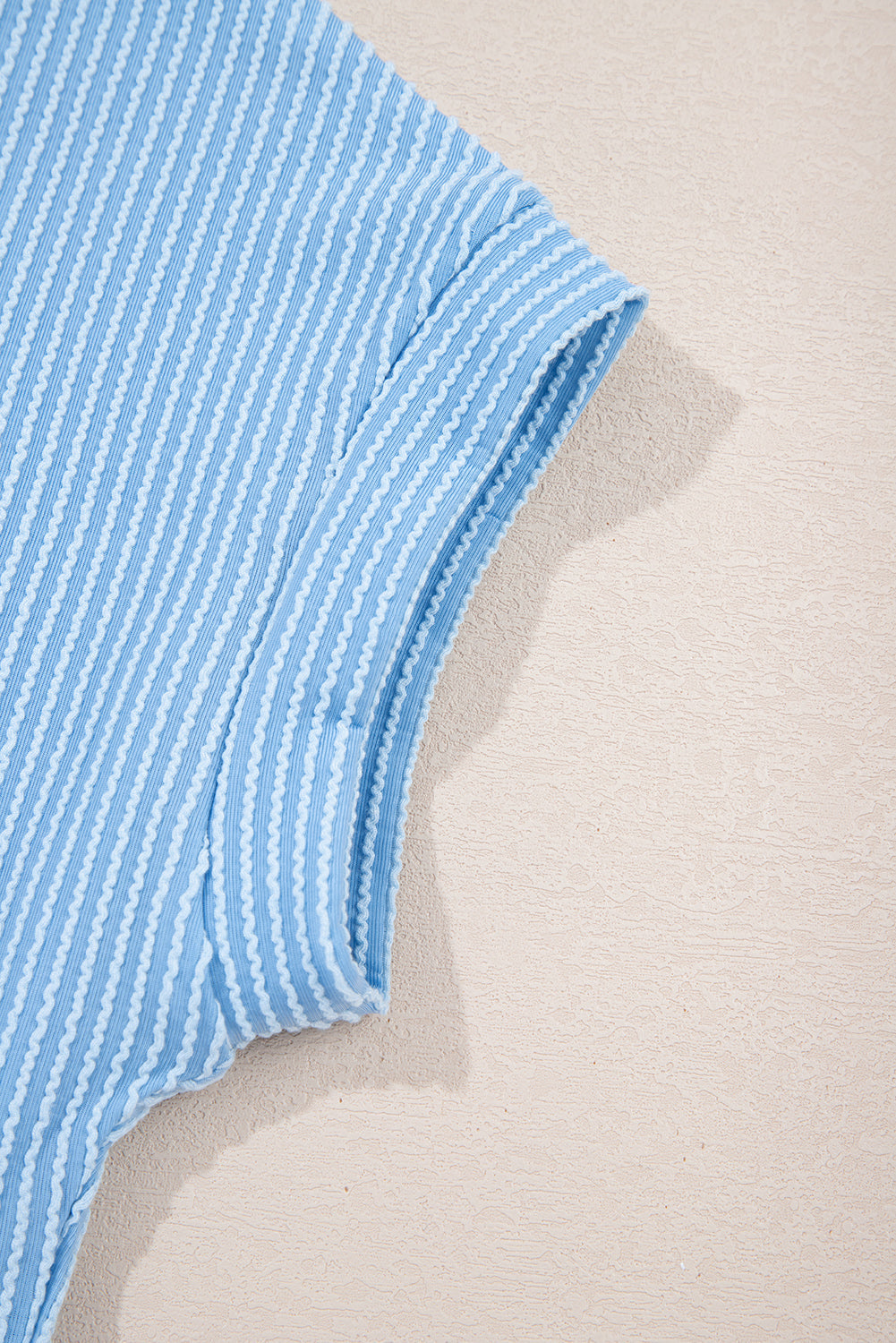 Dark Blue Ribbed Knit Colour Block Pocketed Crew Neck T Shirt - eAura