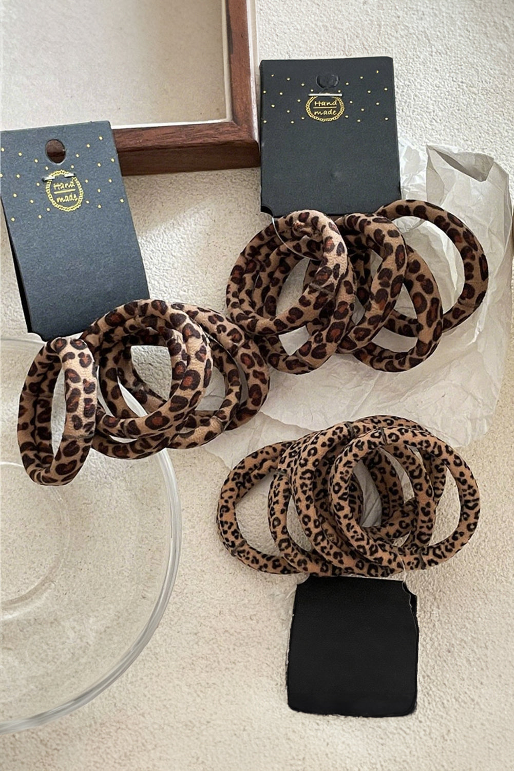 Brown 5 pieces Leopard Elastic Hair Tie Set