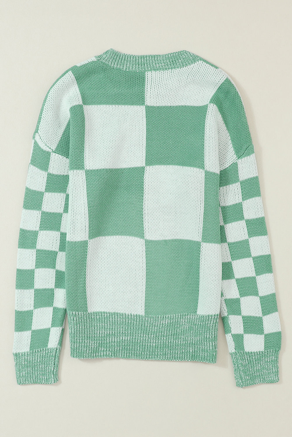 Flaxen Checkered Print Drop Shoulder Sweater eAura