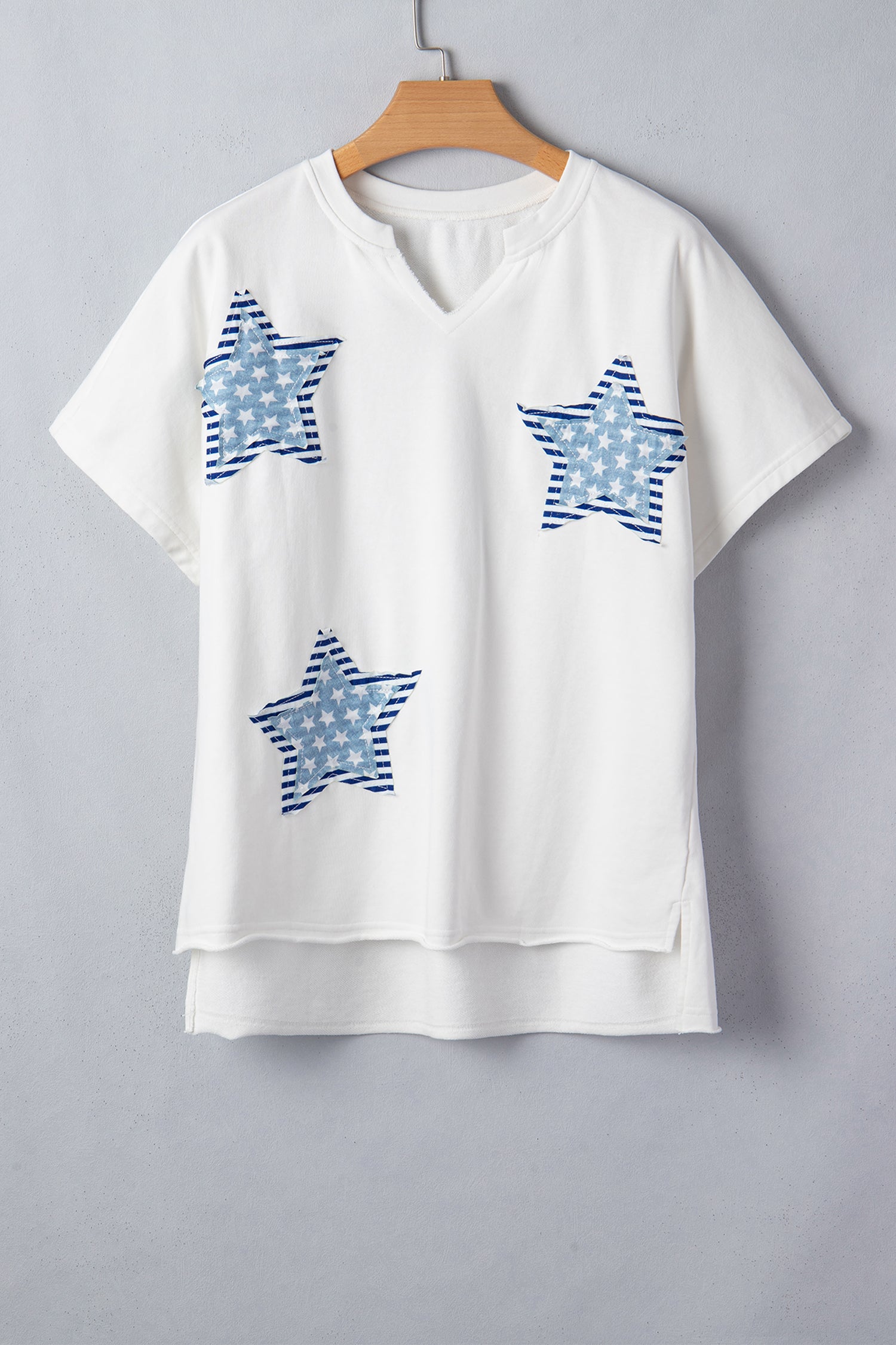 Star Patched Mineral Washed Notched Neck Tee