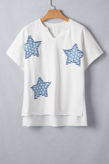 Star Patched Mineral Washed Notched Neck Tee