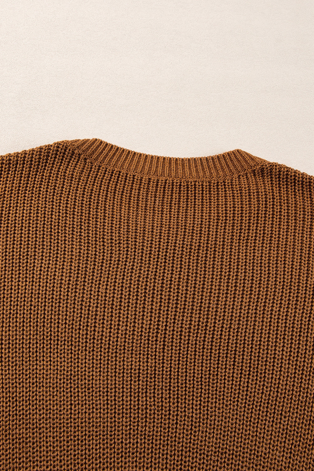 Chestnut Beaded Drop Shoulder Round Neck Sweater eAura