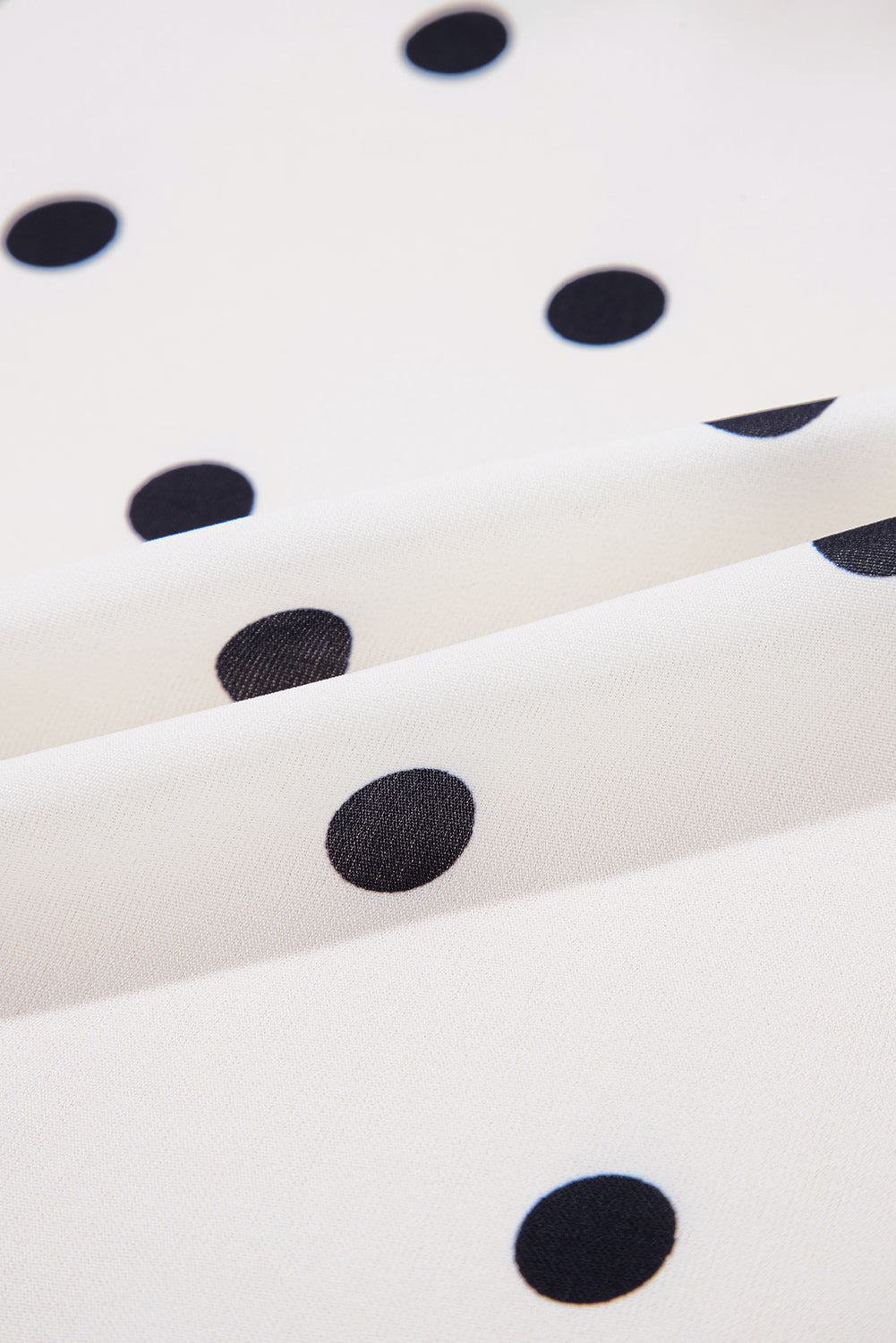 White Polka Dot Collared Tie-up Font Puff Sleeve Peplum Top eAura