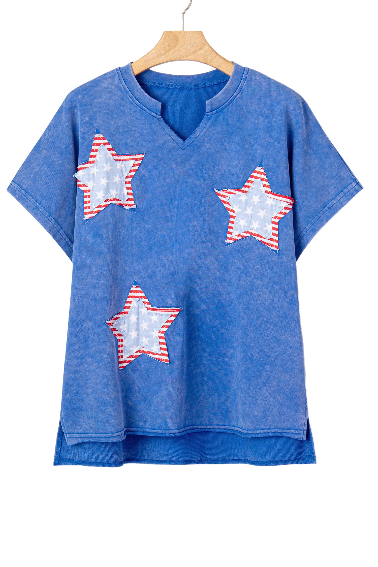 Star Patched Mineral Washed Notched Neck Tee