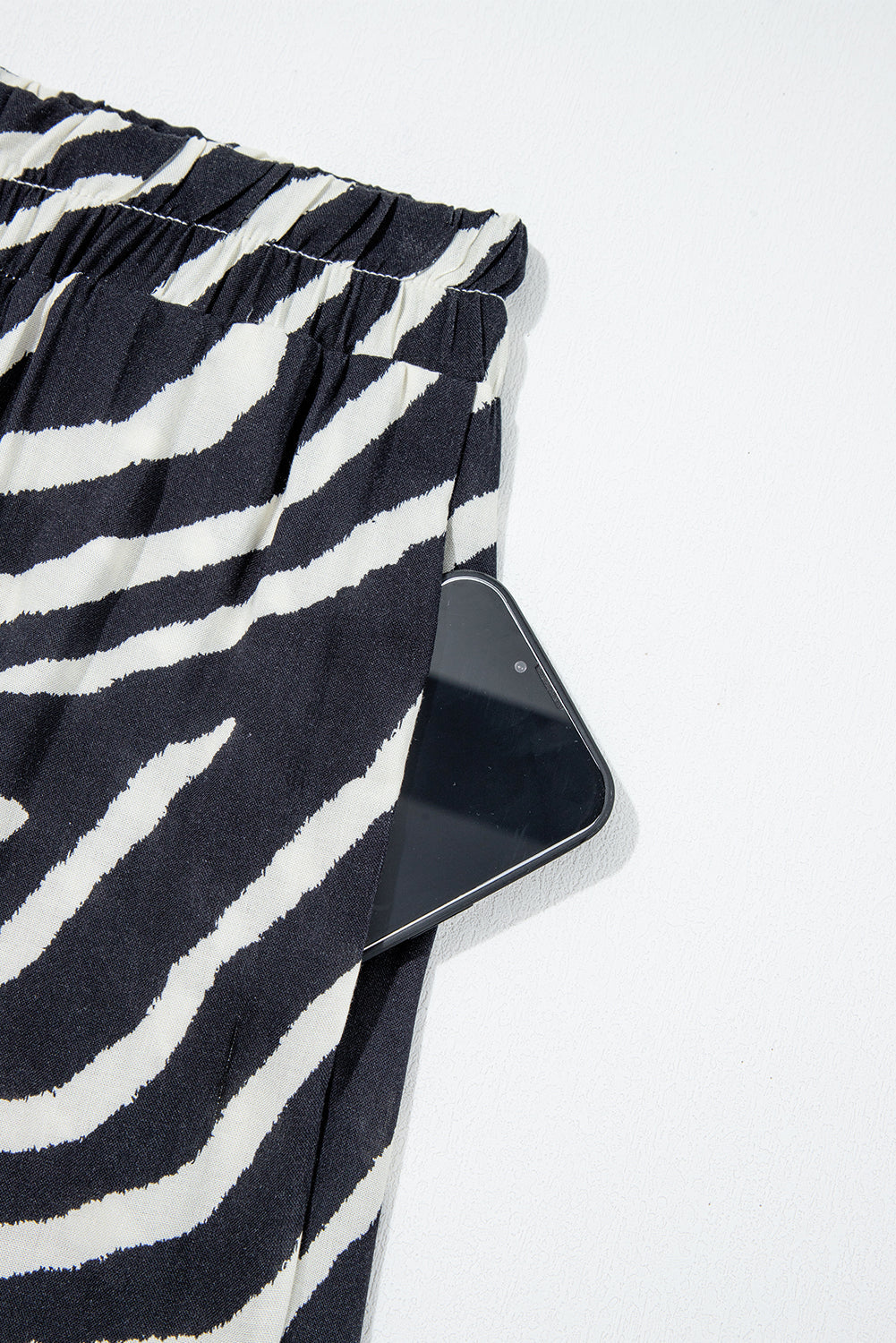 Black Zebra Striped Summer Wide Leg Trousers eAura