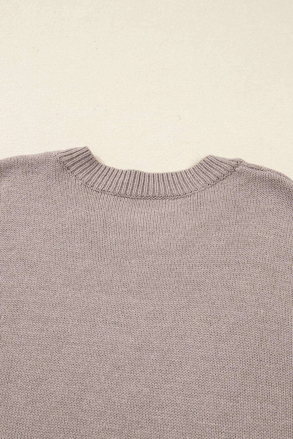 Embroidered Floral Sleeve Round Neck Loose Sweater - eAura