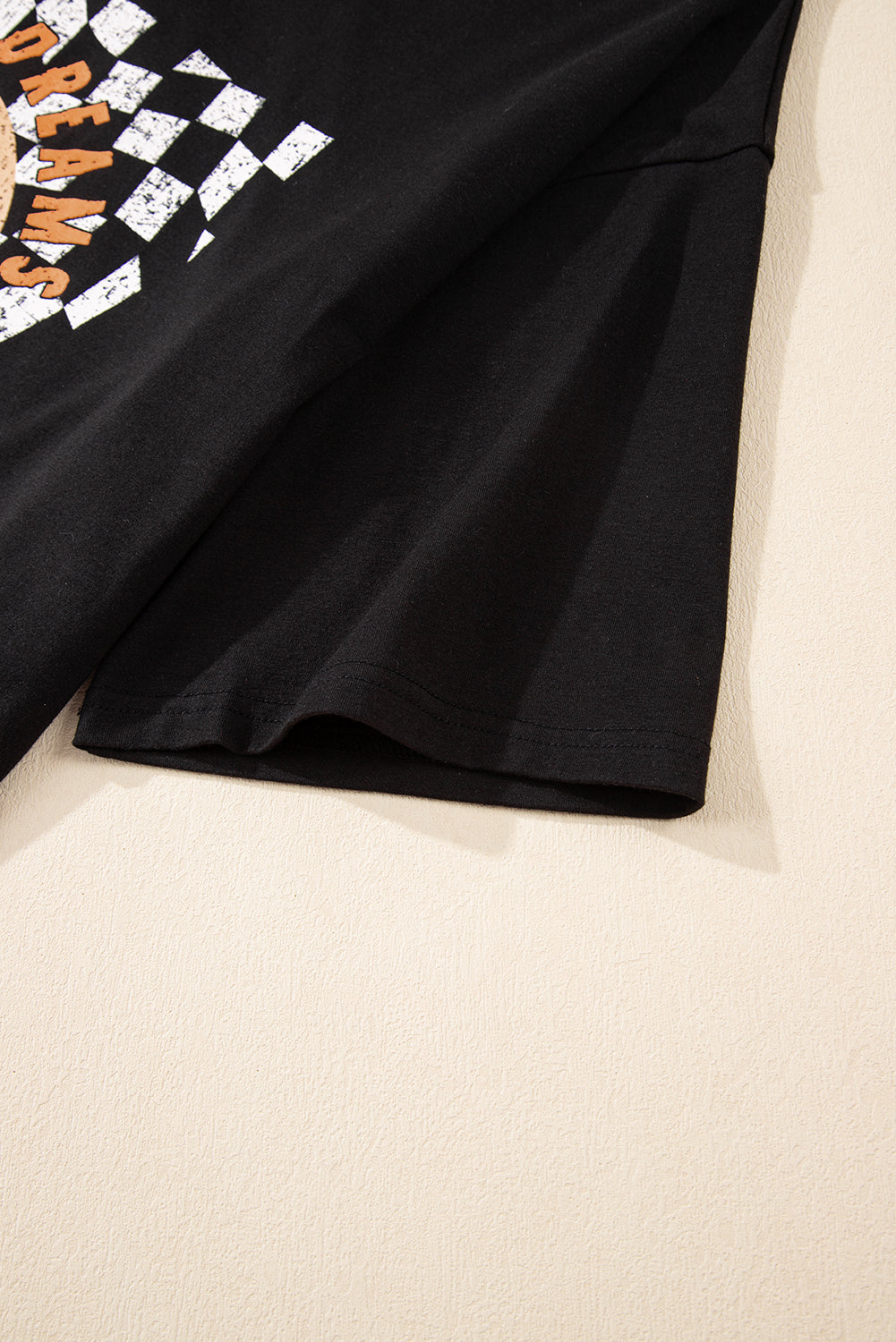 Black Checkerd DESERT DREAMS Printed Ripped Plus Size Tee BB Fashion Outlet