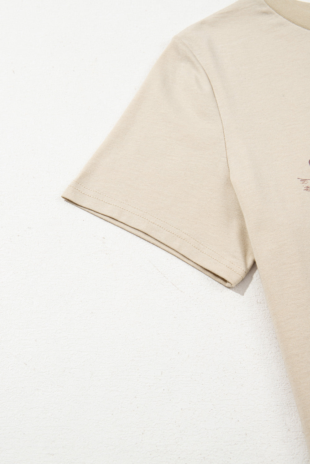 Beige LIVE YOUR BEST LIFE Crew Neck Western Graphic Tee eAura