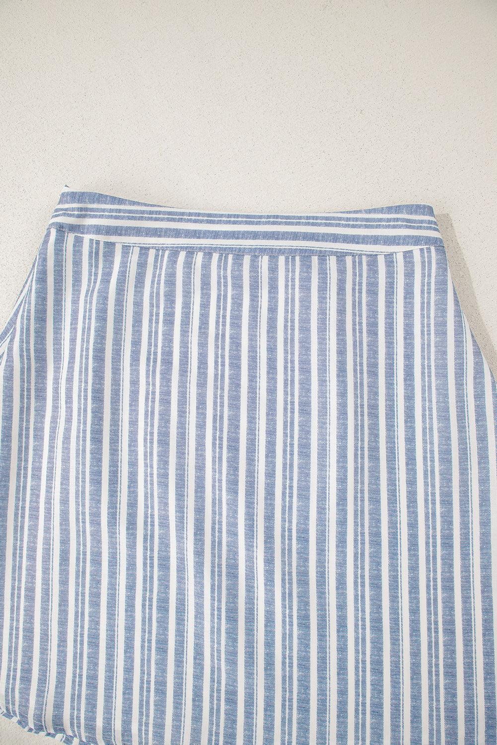 Sky Blue Stripe Buttoned Office Waistcoat Mini Skirt Set eAura