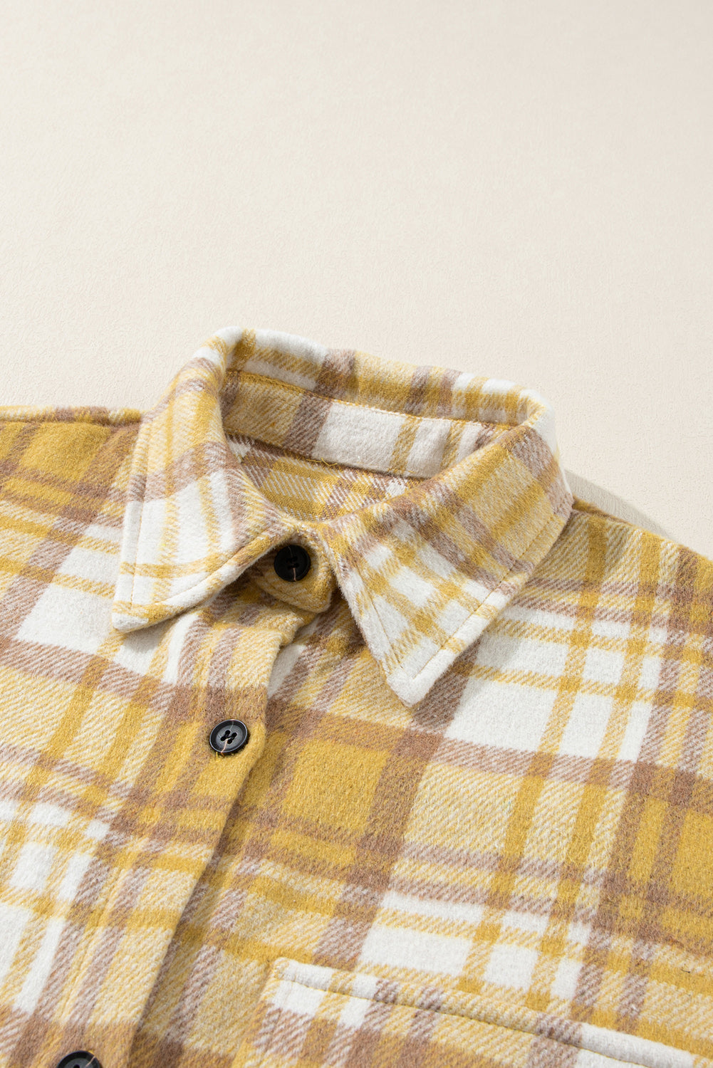 Yellow Plaid Flap Pocket Long Sleeve Shacket Beagle Boutique Fashion Outlet