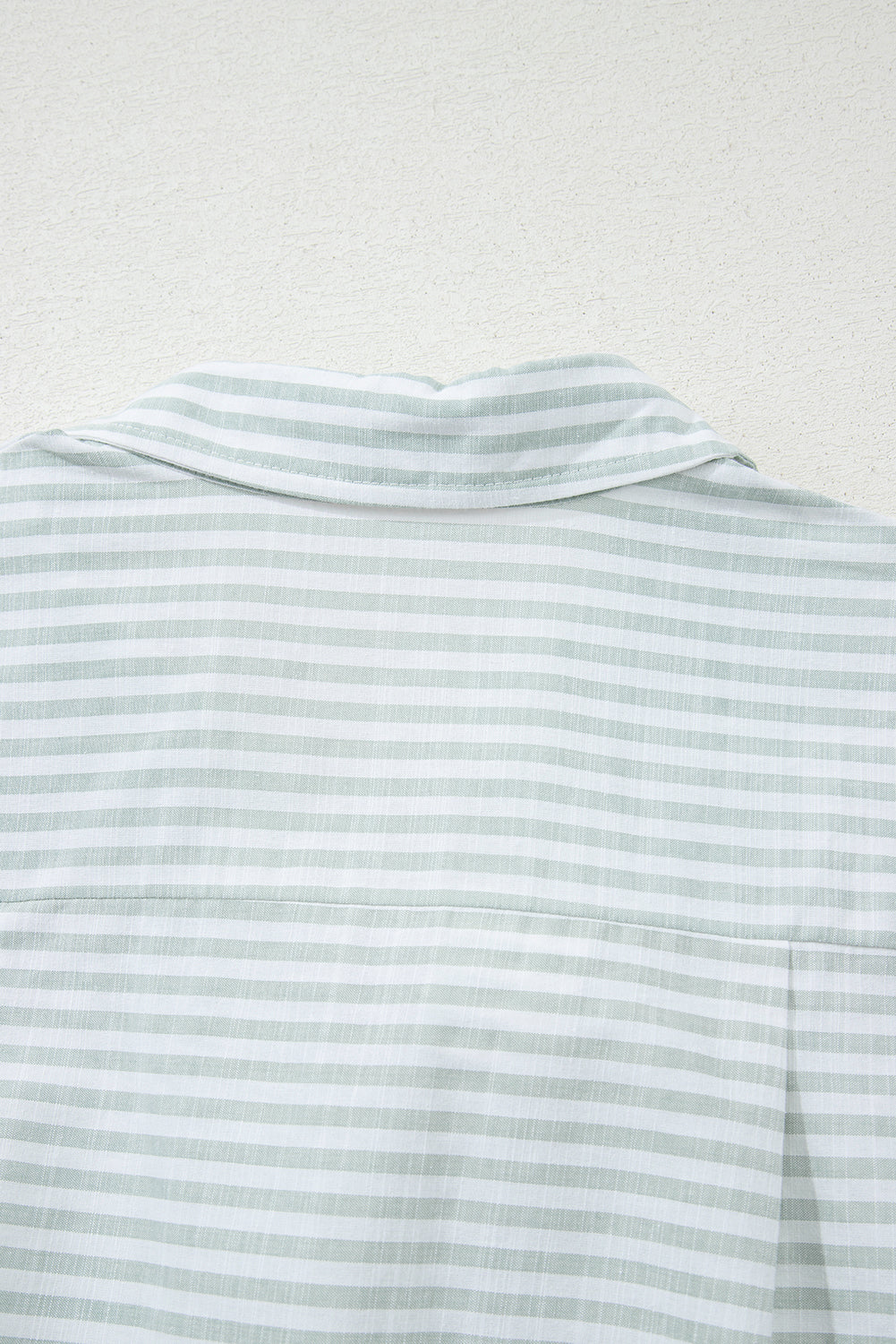 White Stripe Collared V Neck Chest Pocket Long Sleeve Beach Cover up eAura