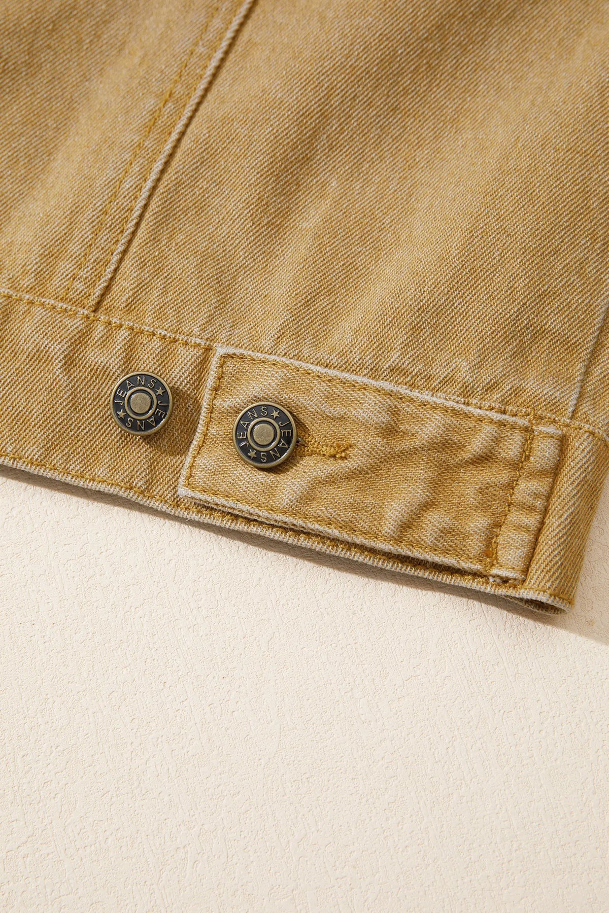 Metal Button Front Long Sleeve Collar Denim Jacket – Honey Gold
