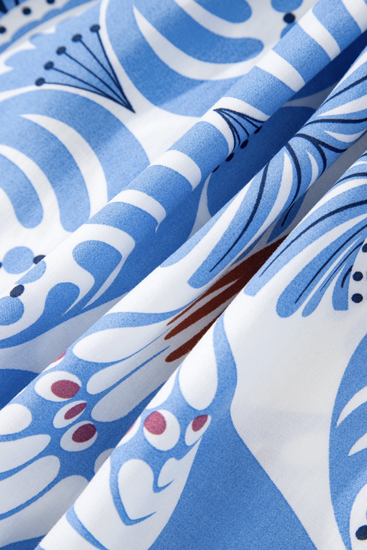 Tropical Botanical Print Flutter Sleeve Maxi Dress – Blue