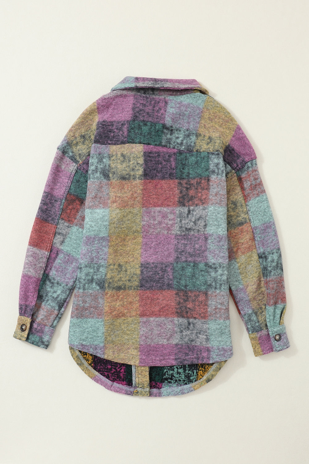 MultiColour Brushed Plaid Pocketed Oversize Shacket eAura