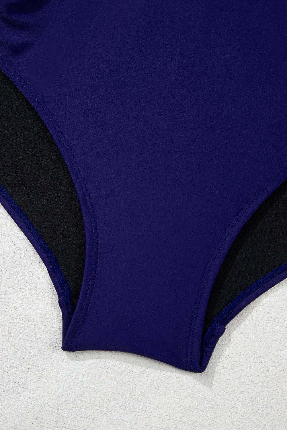 Navy Blue Embroidered Trim Wrap Tie Knot Plus Size High Waisted Bikini BB Fashion Outlet