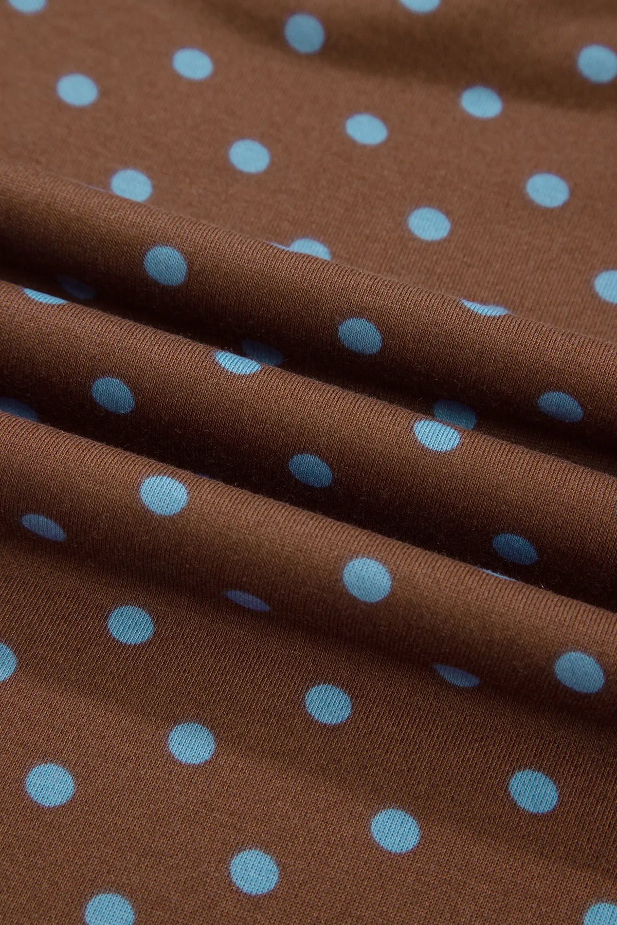 Polka Dot Round Neck Long Sleeve Plus Size Set – Brown