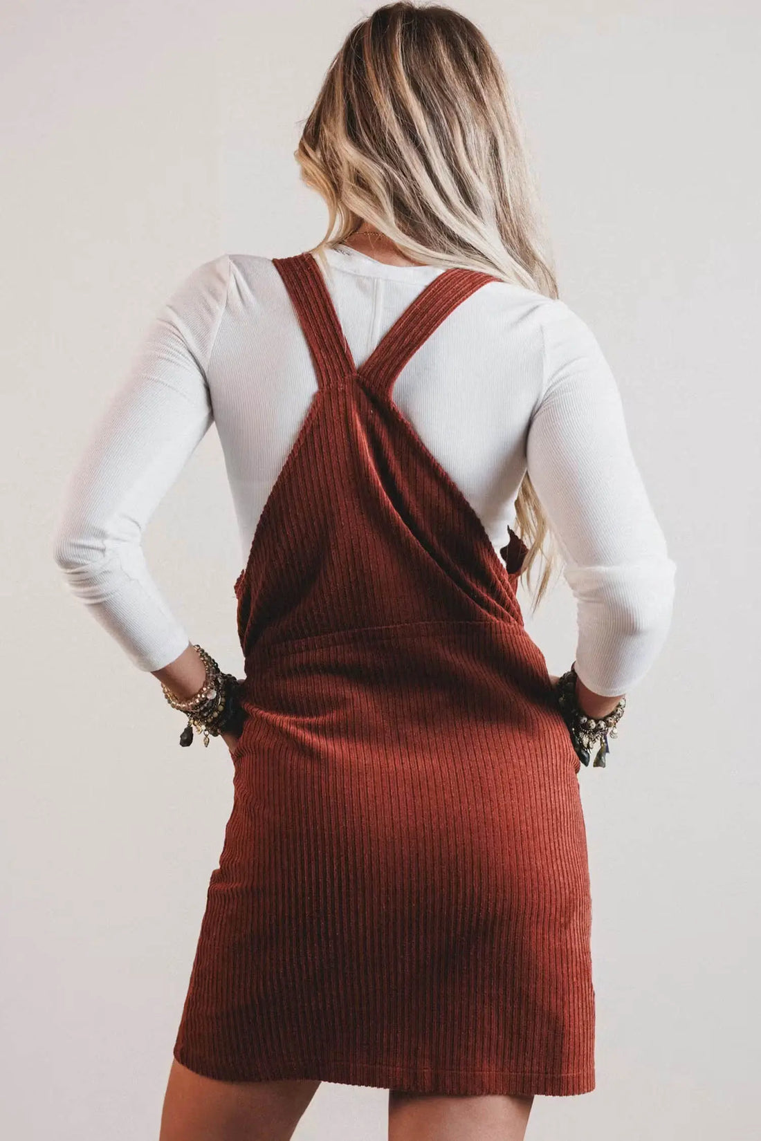 Ribbed Ribbed Zip-Up Sleeveless Pocket Sheath Dress – Clay