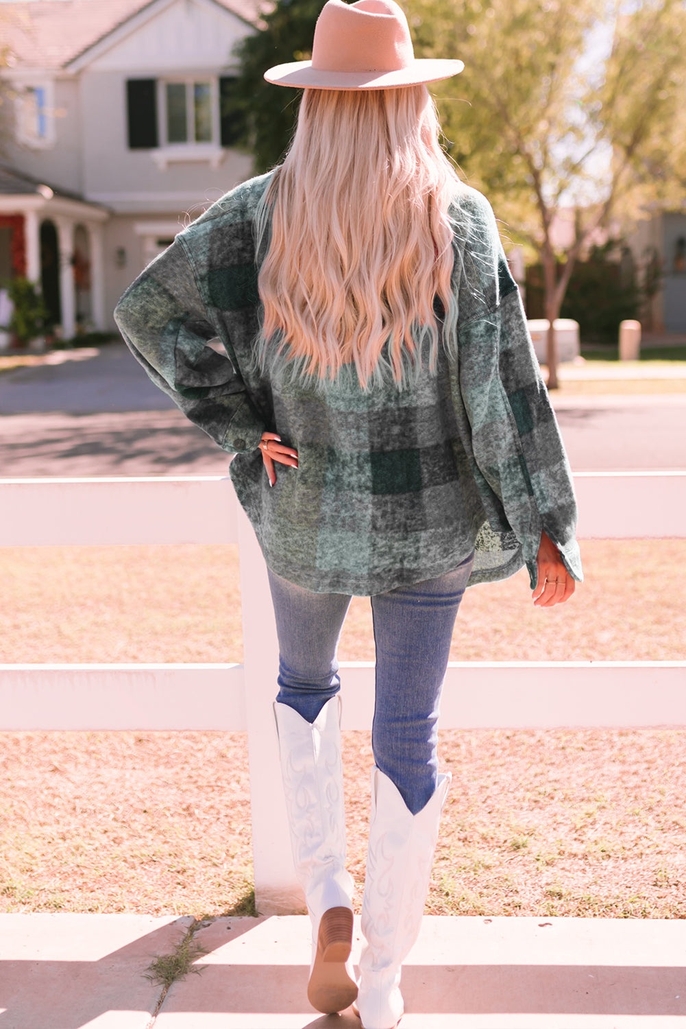 MultiColour Brushed Plaid Pocketed Oversize Shacket eAura