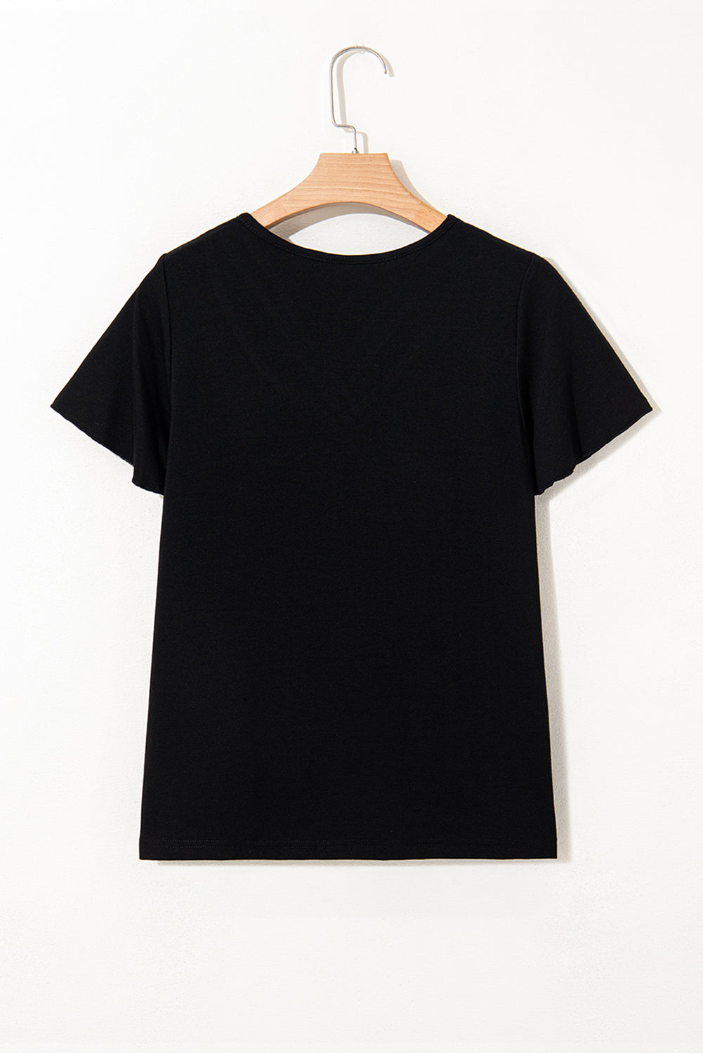 Black Crisscross V Neck Butterfly Sleeve T Shirt eAura