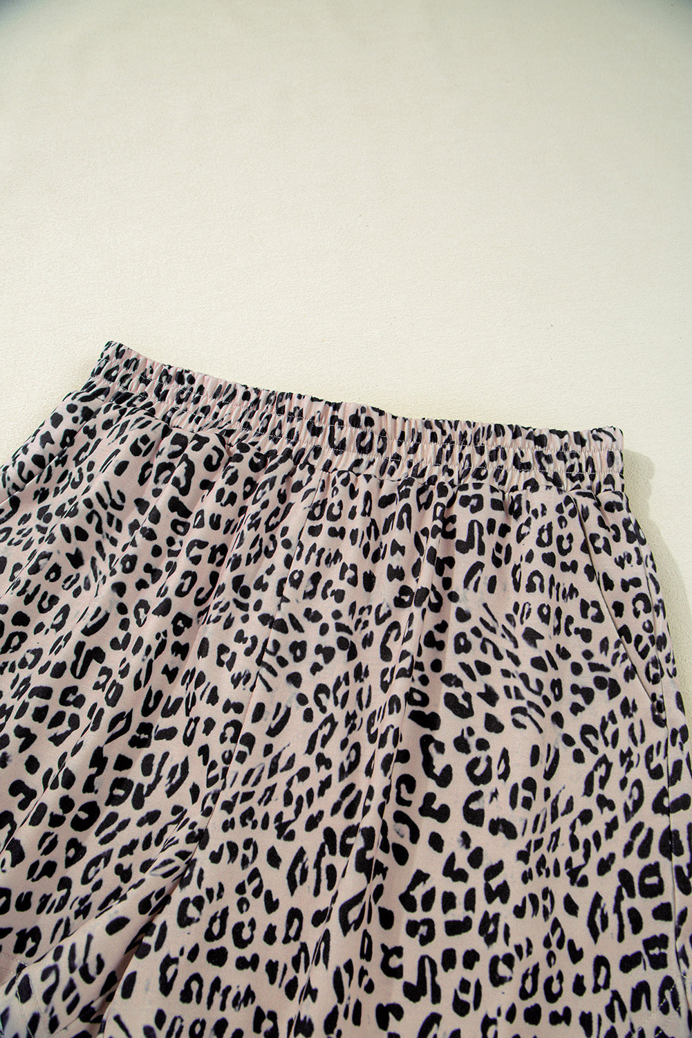 Brown Leopard Half Zipper Collared Ruffled Sleeve Top and Short Set eAura
