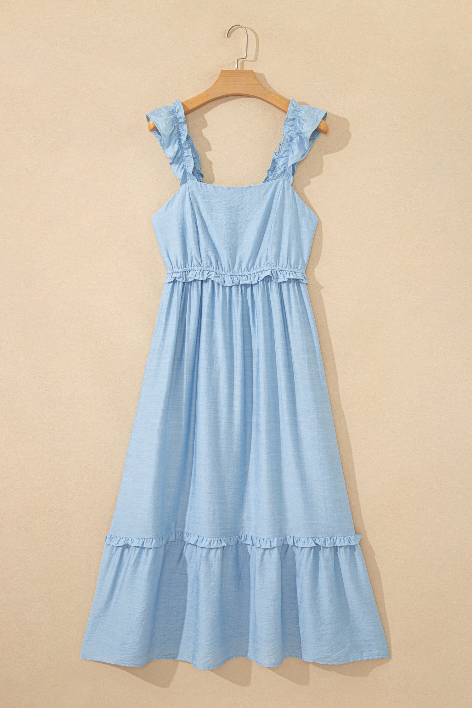 Ruffle Trim High Waist Sleeveless Maxi Dress