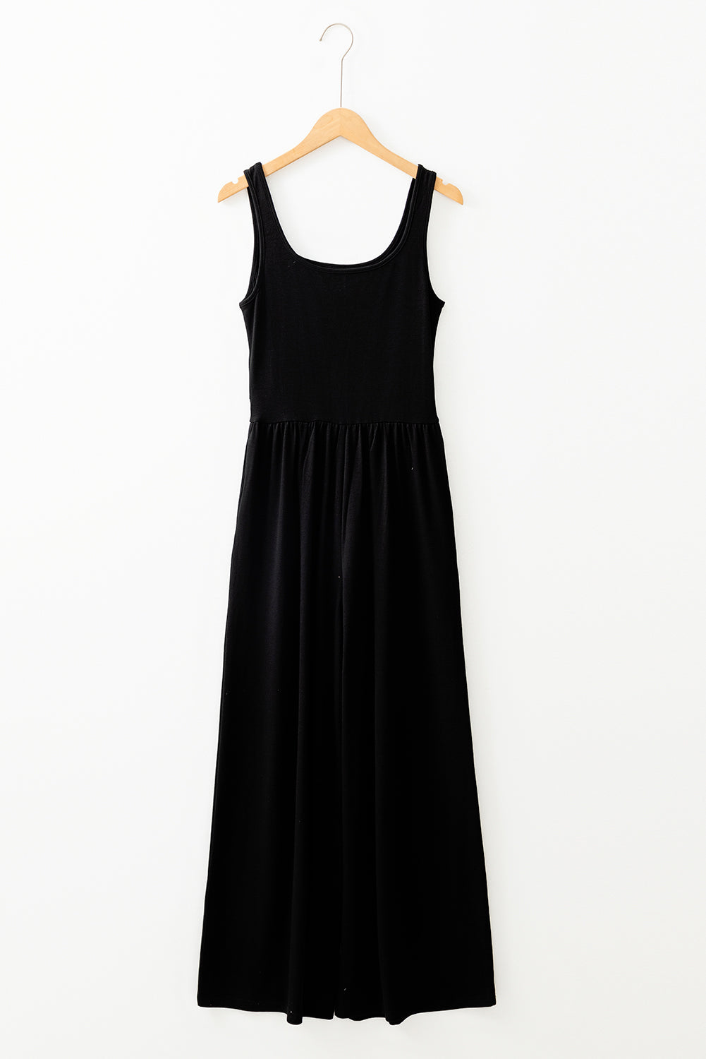 Black Peekaboo Wide Leg Square Neck Sleeveless Jumpsuit BB Fashion Outlet