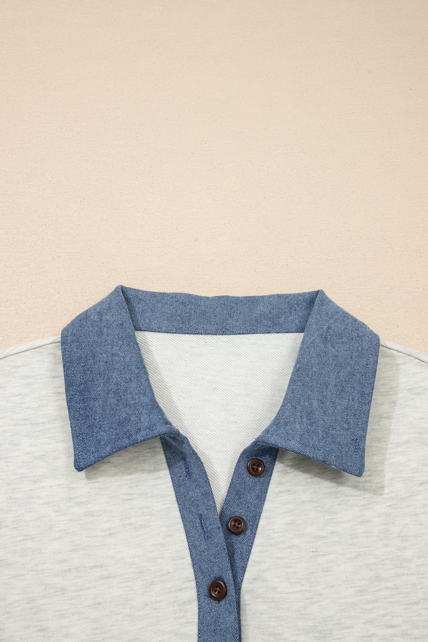 Colour Block Patchwork Button Polo Collar T-Shirt Tunic Dress