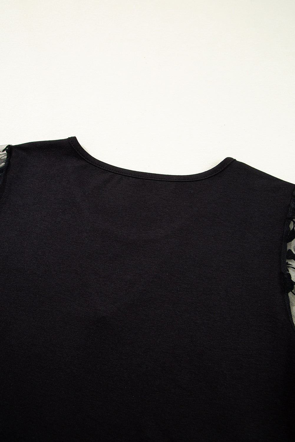 Black Flora Lace Patchwork Crew Neck T Shirt eAura