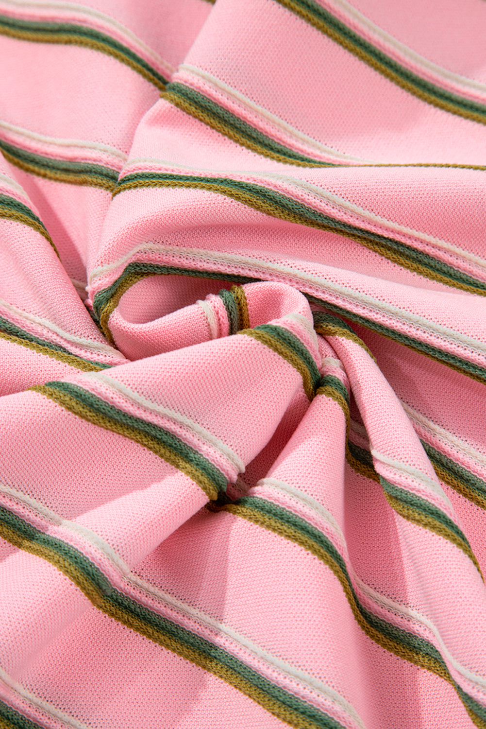 Pink Stripe V-Neck Slim Fit Casual T-Shirt eAura