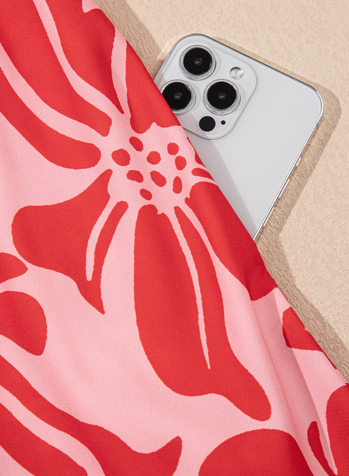 Floral Short Sleeve V-Neck Buttoned Shirred Waist Long Dress - eAura