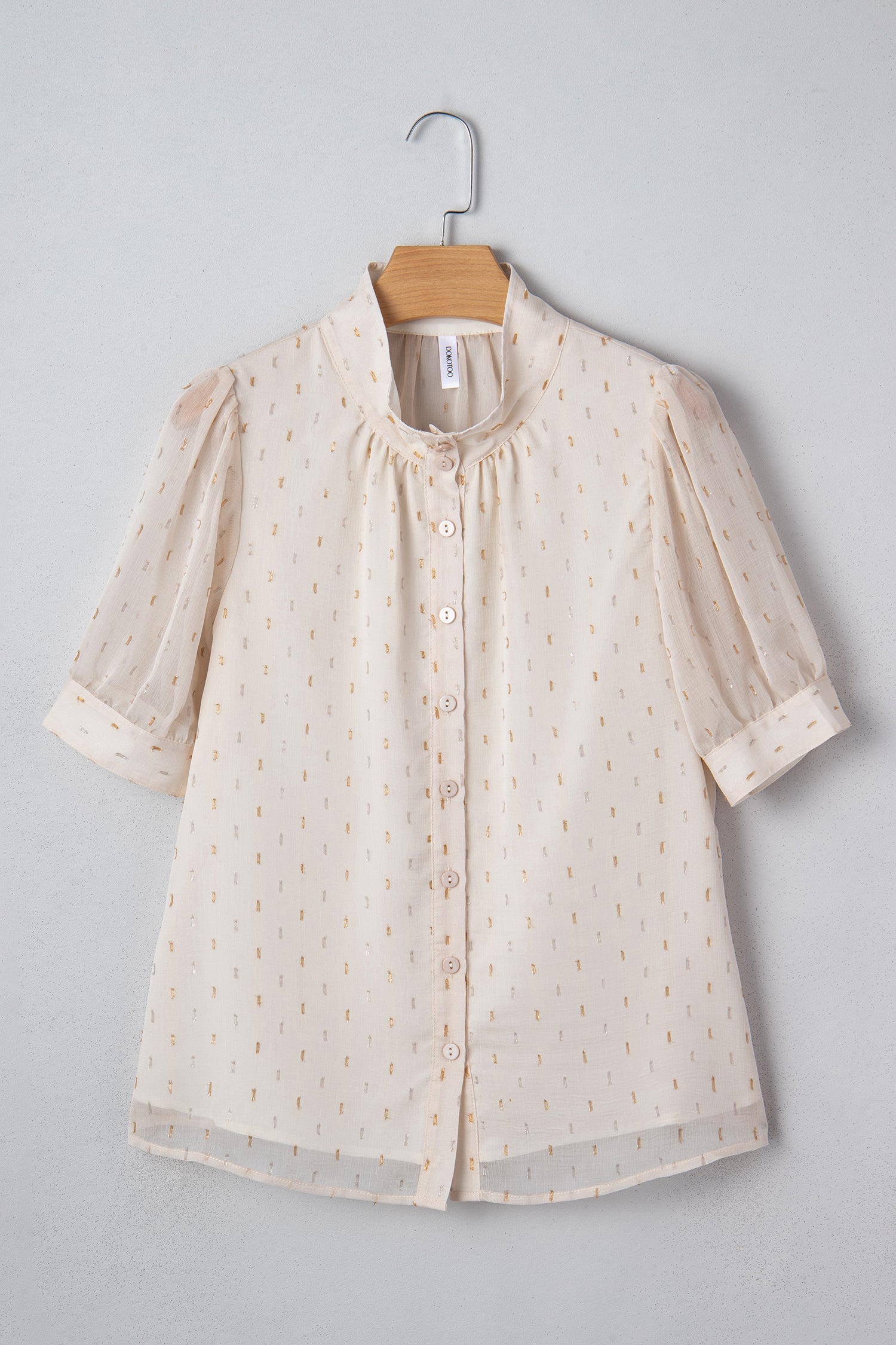 Metallic Jacquard Short Sleeve Shirt - eAura