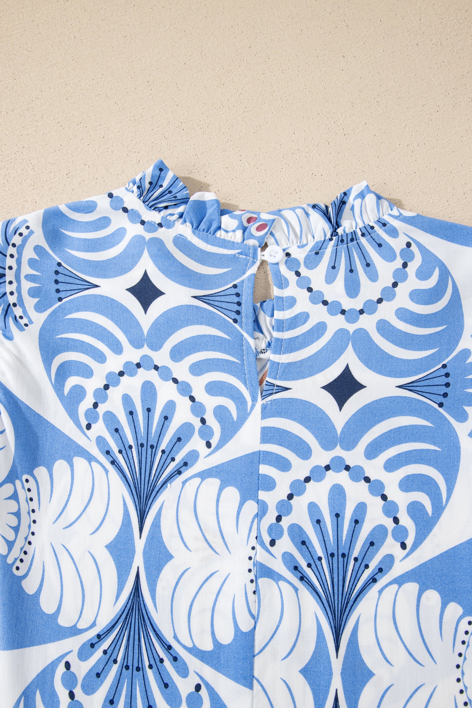Tropical Botanical Print Flutter Sleeve Maxi Dress – Blue