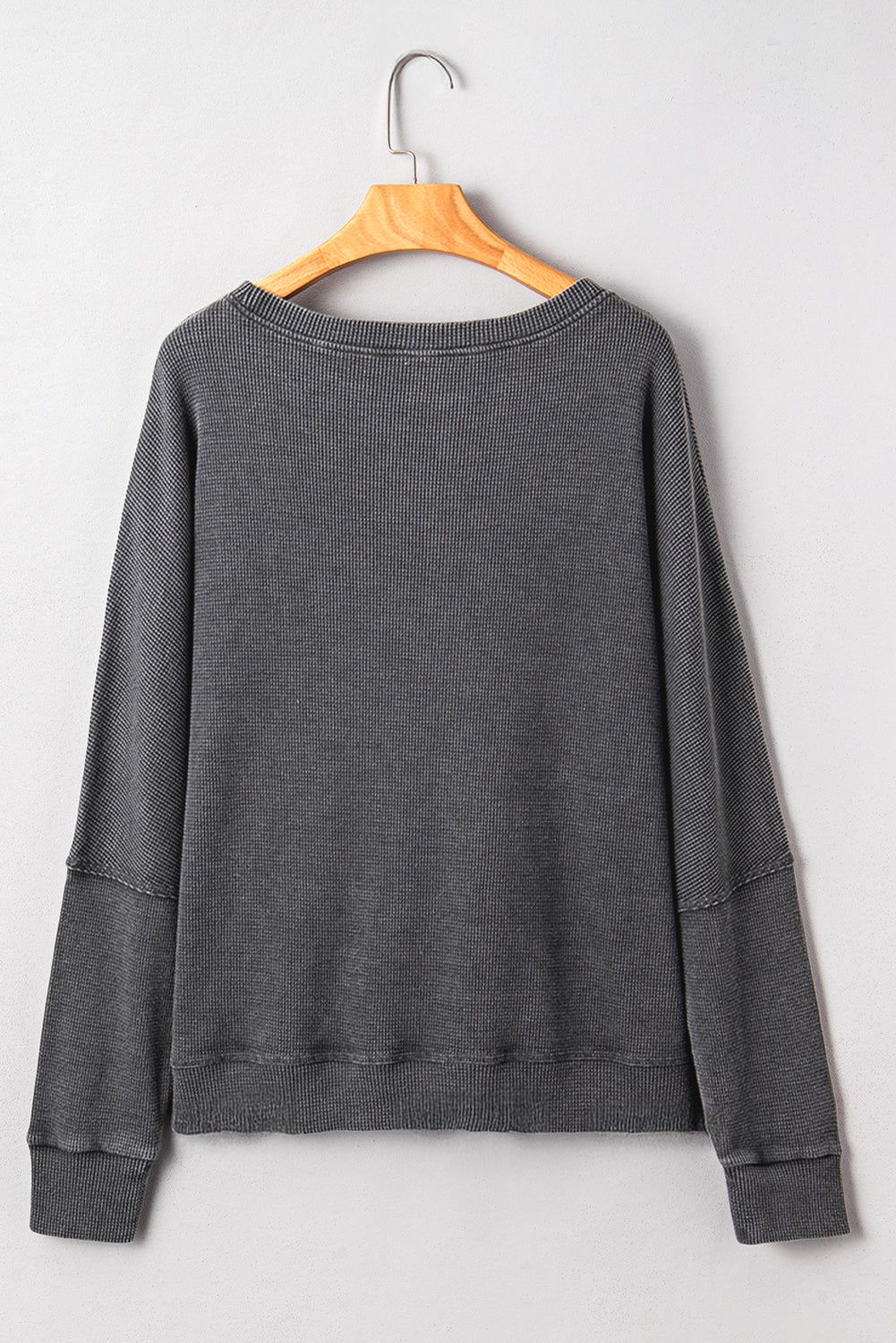 Waffle Textured Long Sleeve Loose Top eAura