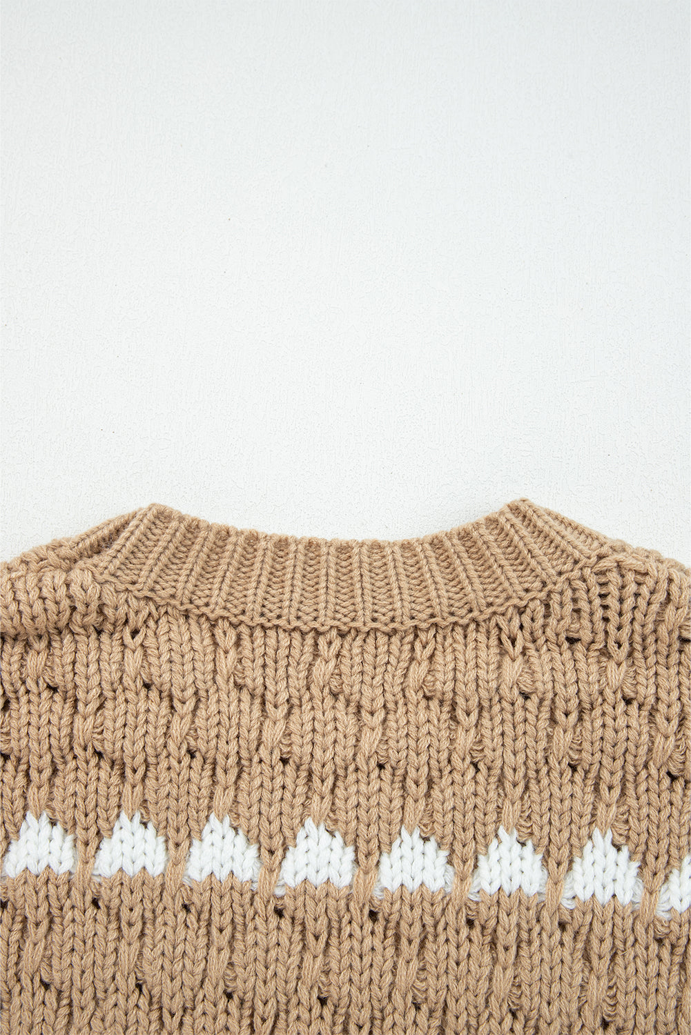 Contrast Detail Textured Knit Puff Sleeve Baggy Sweater - eAura