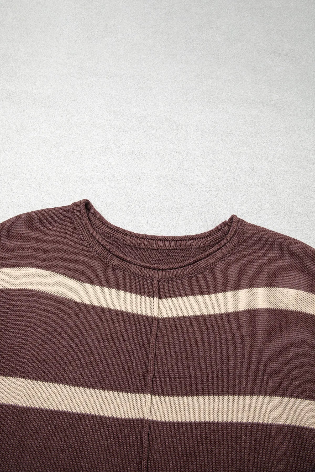 Knit Western Short Sleeve Sweater – Brown Stripe