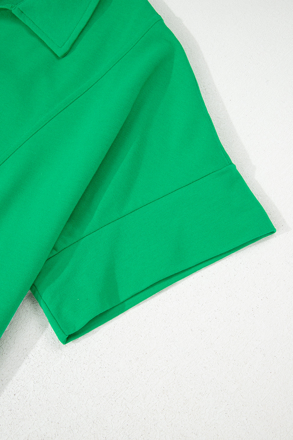 Bright Green Short Sleeve Turn-Down Collar Plus Size Blouse BB Fashion Outlet