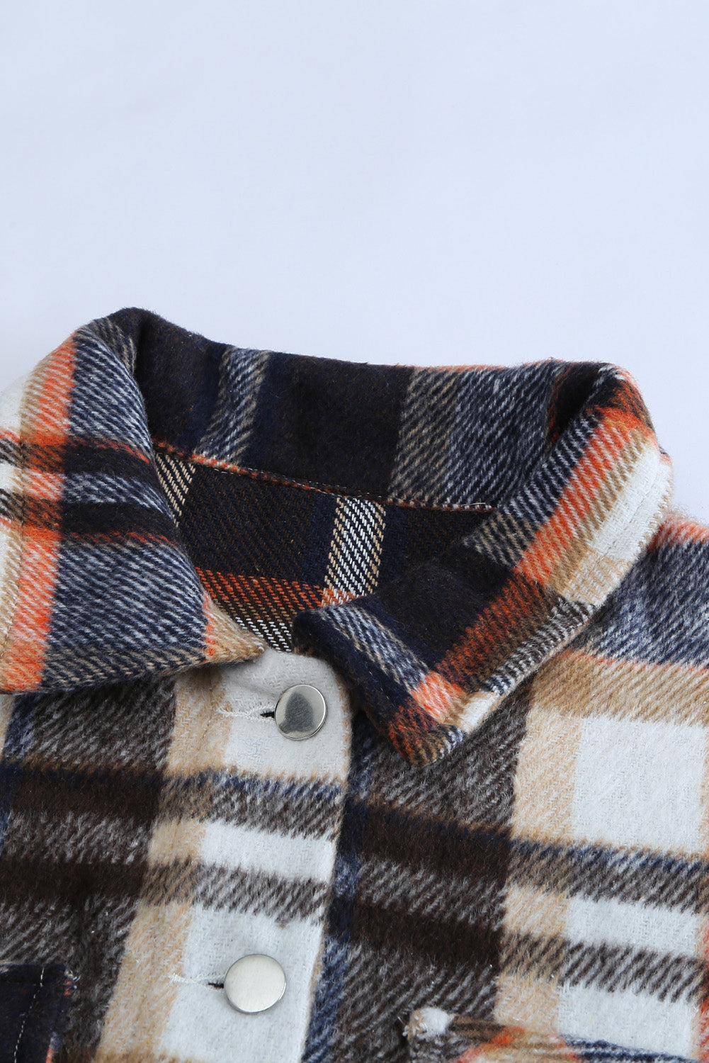 Geometric Plaid Print Pocketed Shacket eAura